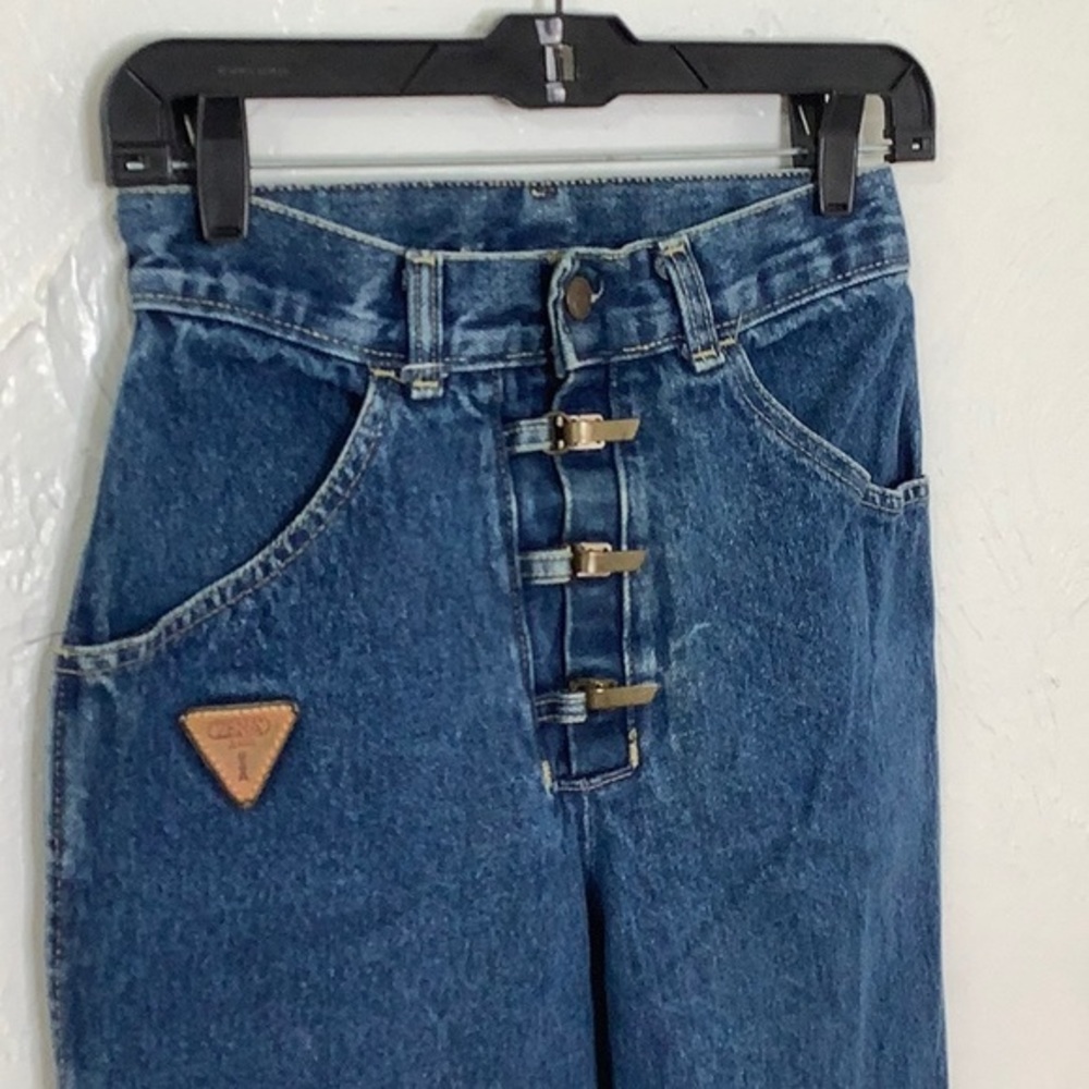 Zena jeans USA vintage brass front closure hooks buttons high waist size 5 EUC
